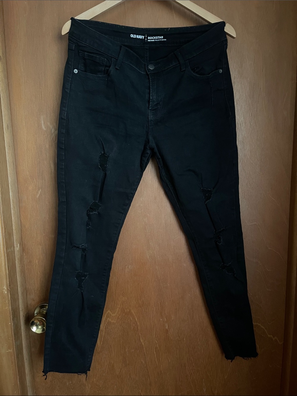 Old Navy Black Skinny Rockstar Ripped Jeans